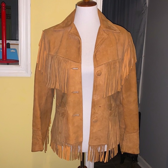 💝SOLD💝🍒Vintage @ThriftNTell fringe suede jacket🍒 - Picture 7 of 13